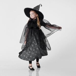 Pottery Barn Kids Witch Glow In The Dark Halloween Costume Size 7-8 Black
